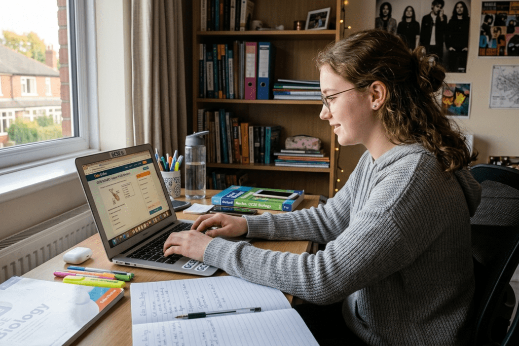 adult studying GCSE online UK