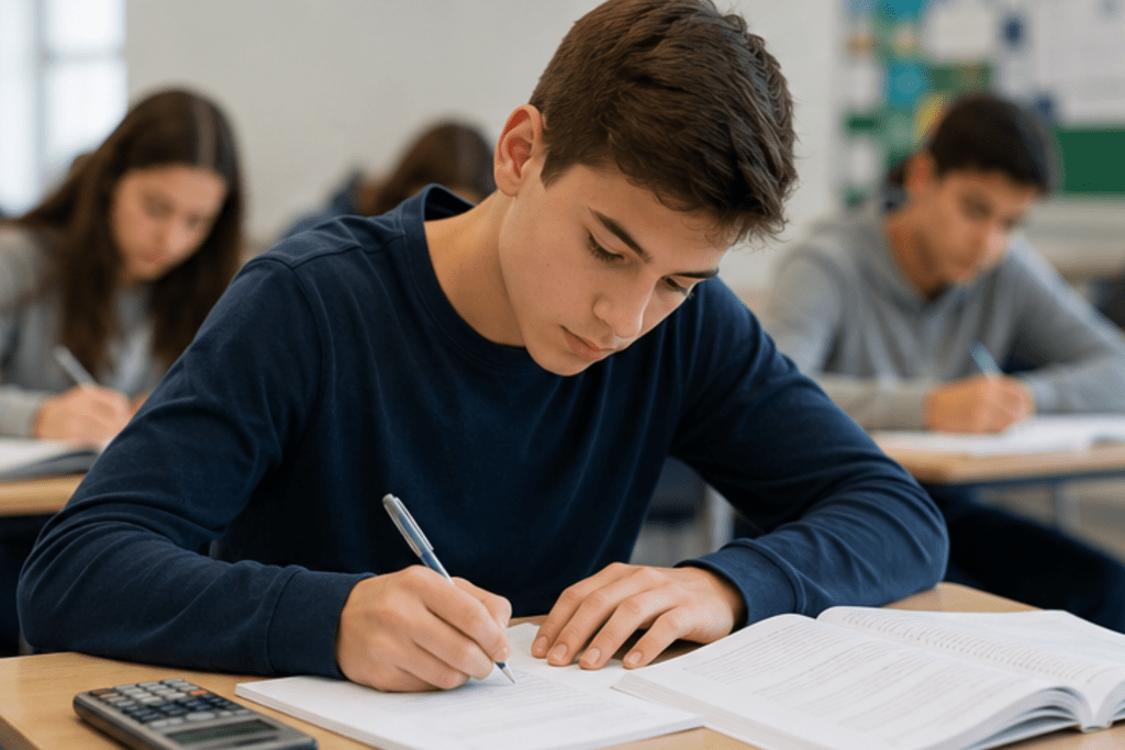 Students studying International GCSE Mathematics at home
